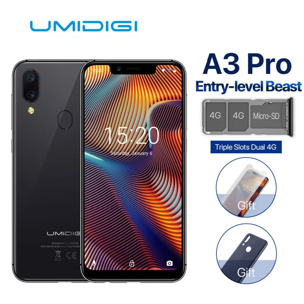 

Umidigi A3 Pro Global 5.7" Fullscreen Face Unlock Smartphone 3gb+32gb Mt6739 Quad Core Android 8.1 12mp+5mp Dual 4g Mobile Phone