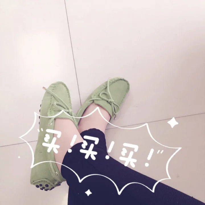 Женская обувь из натуральной кожи; женская обувь на плоской подошве; повседневные Лоферы без застежки; женские мокасины; женская обувь с бантом-бабочкой - Цвет: Light Green