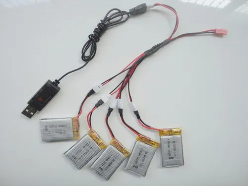 3,7 v 650mah 20c батарея+ USB кабель зарядное устройство для дрона X5C X5 X5SC X5SW X5C-1 2,4G rc Квадрокоптер запчасти Li-po батарея - Цвет: 5x battery add USB