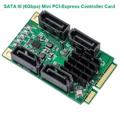 4 порта SATA III 6 Гбит/с мини PCI-e контроллер карты Marvel 88SE9215/SATA3.0 интерфейс расширение поддержка NCQ/MSI/порт мультипликатор