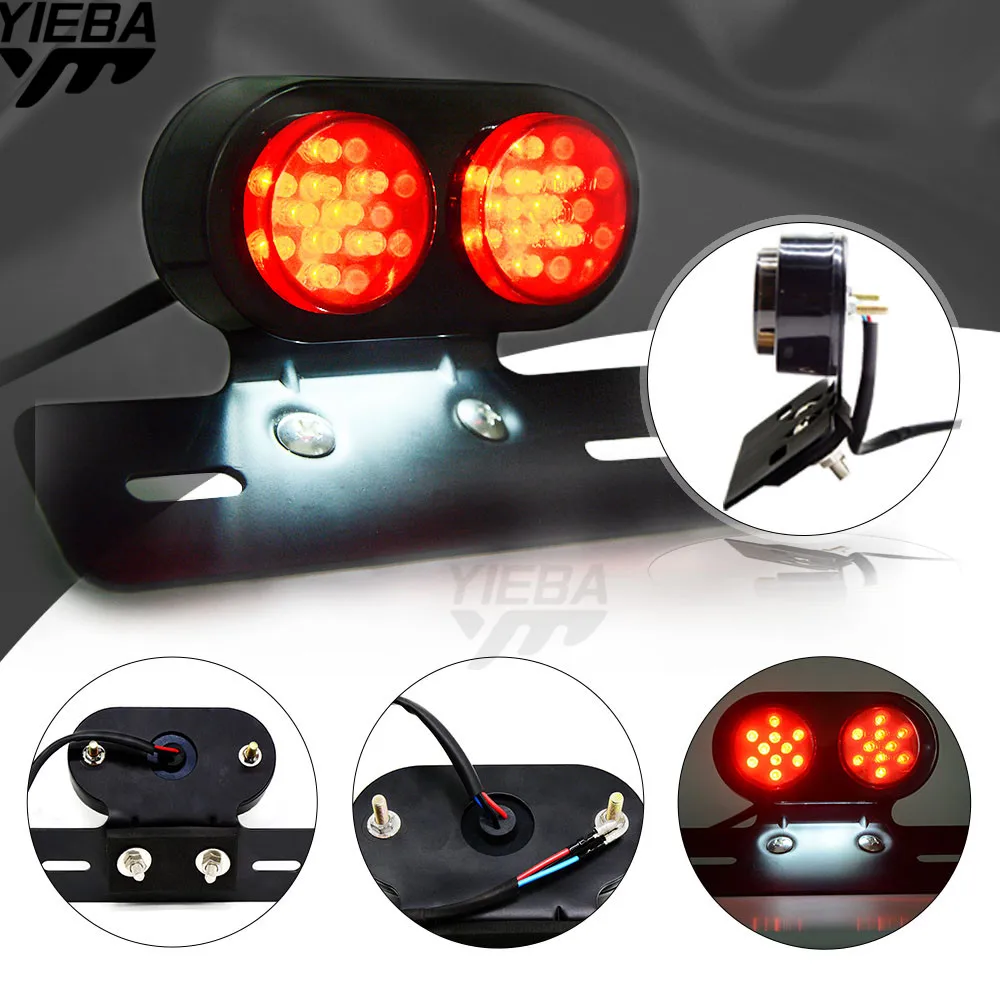 Motorcycle Tail Rear Light double Lamp Taillight Moto Brake Stop Lights Moto Turn Signals for Harley Chopper Bobber Custom 12V
