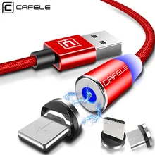 CAFELE Магнитный USB кабель 100 см Micro type C кабель для iphone samsung huawei Xiaomi нейлоновый провод с светодиодный светильник