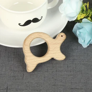

Lovely Cartoon Wood Teether 2Pc Pure Natural Animal Shaped Baby Teething Nursing Beech Teether Baby Girl DIY Pendant Toy