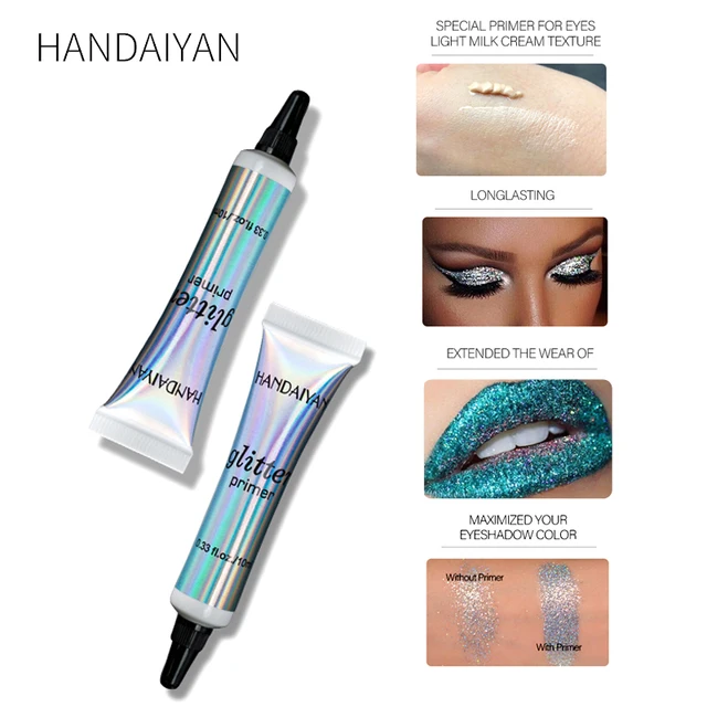 Handaiyan diamond glitter primer gel for eyeshadow 10ML brighten blue color waterproof long lasting base eyeshadow primer HF113 2
