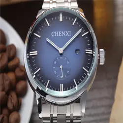 CHENXI Марка Silver из нержавеющей стали 2018 Новый Лидер продаж высококачественные мужские Бизнес Кварцевые часы