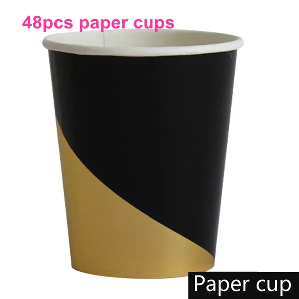 Set 3 paper cups Ipalmy черные и золотые вечерние принадлежности Посуда украшения бумажная салфетка под тарелку кружку соломенная бумага цветок соты бумажный фонарь воздушный шар - Цвет: Set 3 paper cups
