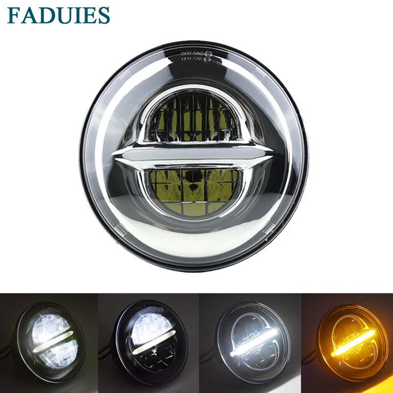 

FADUIES 1PSC Chrome Motorcycle 5.75" 5 3/4 LED Headlight for Harley Sportster Custom Harley Motorcycle Light