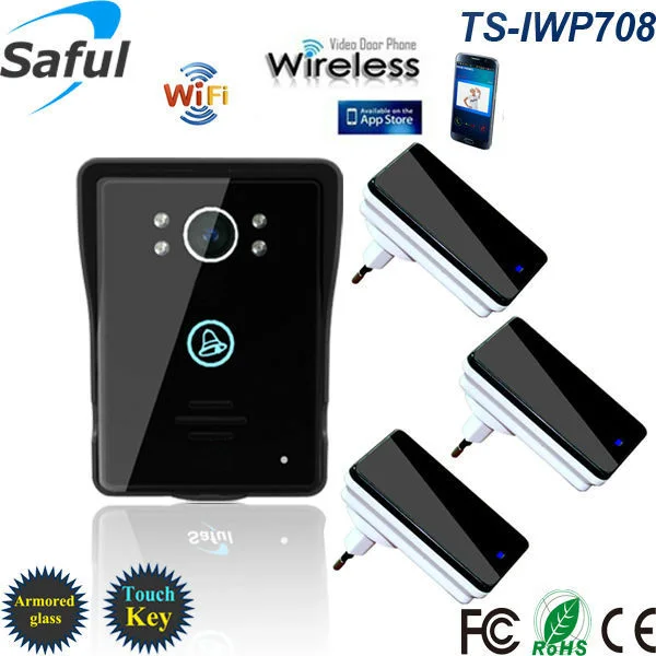 

Wireless wifi video intercom door phone for access control system IOS Android Phone APP Remote with 3 doorbells