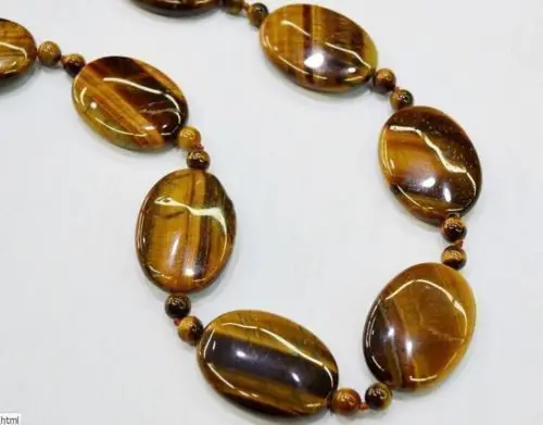 

free shupping J0035 New 13X18mm 6mm Natural Yellow Tiger Eye Necklace 18'' AAA