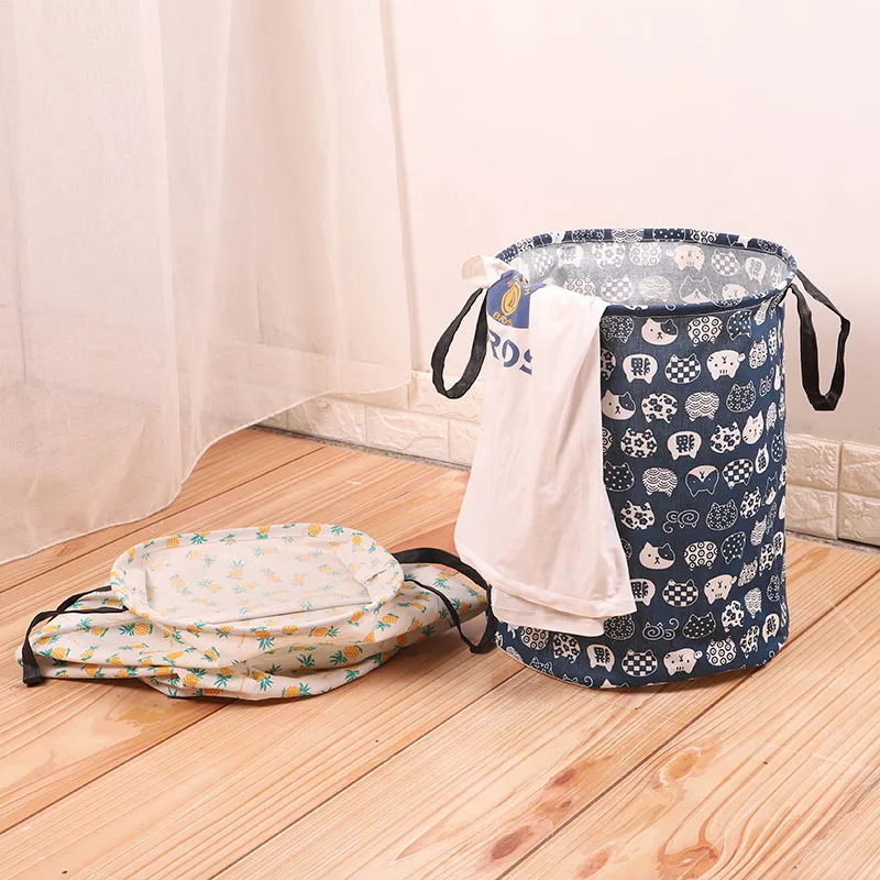

Stand Laundry Basket Cartoon Storage Barrel for toys storage bucket Storage Baskets Portable waterproof folding Picnic Basket