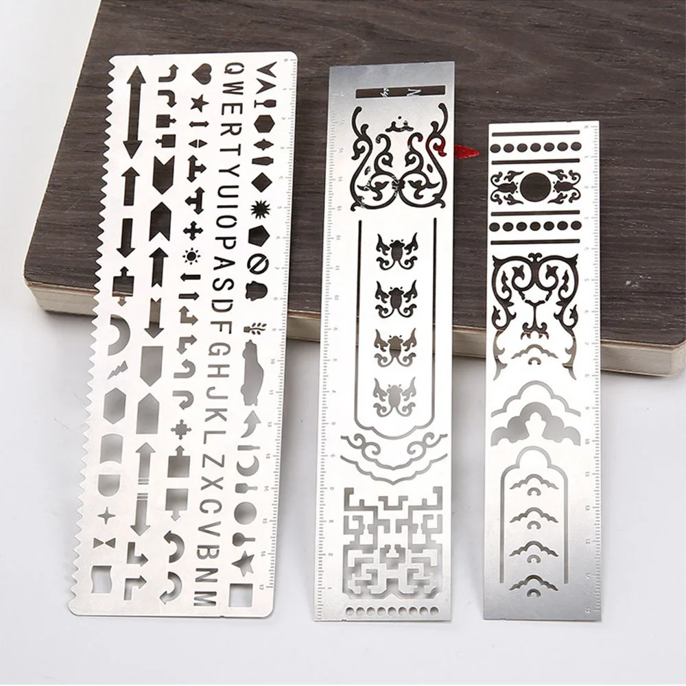 

2018 New DIY Stainless Steel Hollow Ruler Drafting Template Drawing Graphic Template Ruler Filofax Planner Agenda Diary Decor