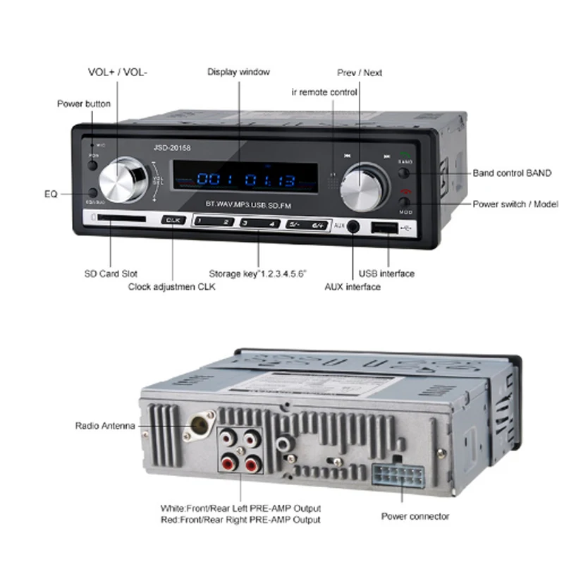 Автомагнитола usb Bluetooth V2.0 автомобильный стерео аудио в-тире fm-приемник Aux вход приемник usb MP3 MMC WMA авто радио