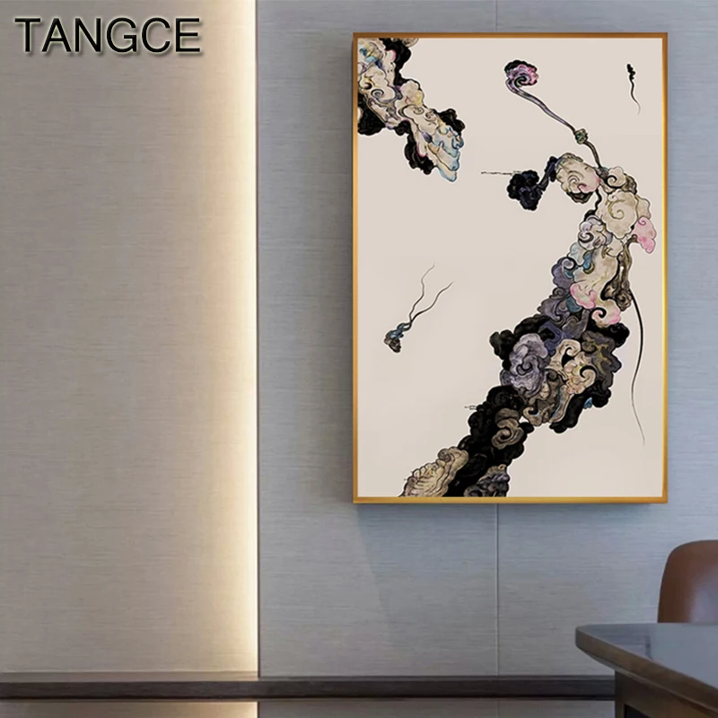

New Chinese Style Zen Clound Canvas Painting Abstract Decoration Print n Poster For Living Room Aisle Entrance Classic Wall Art