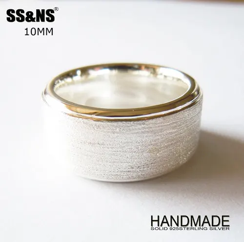 

Wellmade 10mm Mens 925Sterling Silver Plain Band Ring