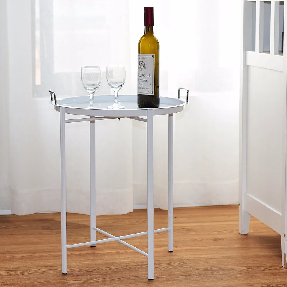 Giantex Metal Tray Table Round End Table Sofa Side Table Living Room Bedroom White Home Furniture HW58502WH Giantex Metal Tray Table Round End Table Sofa Side Table Living Room Bedroom White Home Furniture HW58502WH