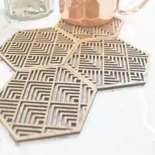 Пользовательские геометрические подстаканники деревянный стол, подарок на новоселье, деревянный венок подставка для кружки салфетки, свадебный подарок