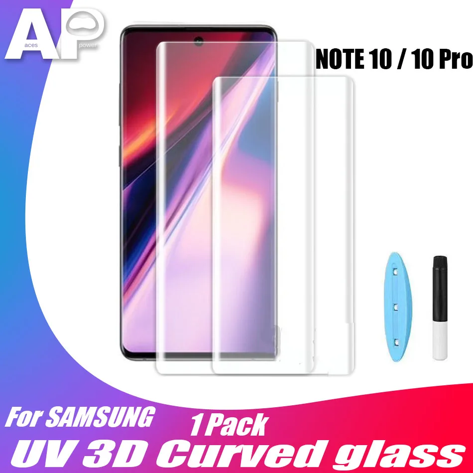 Acespower New Arrival Tempered Glass for SAMSUNG NOTE 10 Pro 10pro UV Touch Screen Protector Liquid