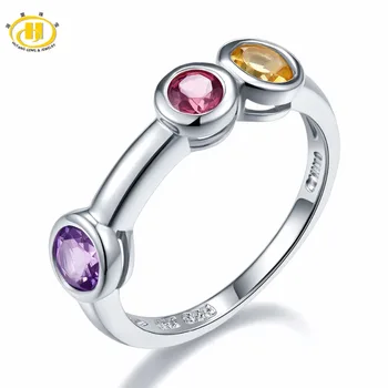 

Natural Colorful Gemstone Solid 925 Sterling Silver Rings Round Cut Fine Jewelry Special Design for Women's Gift