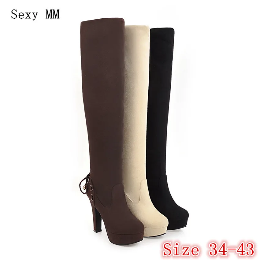 

Spring Autumn Platform High Heels Boots Women Over the Knee Boots Stretch Woman Thigh High Boots Plus Size 34-40 41 42 43