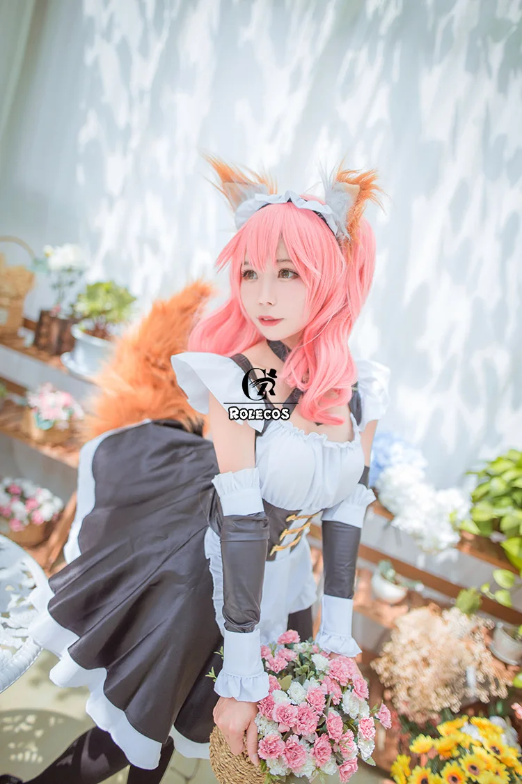 ROLECOS/японский Fate/EXTELLA Tamamo no Mae, карнавальный костюм, карнавальный костюм, костюм горничной, полный комплект, вечерние костюмы для косплея