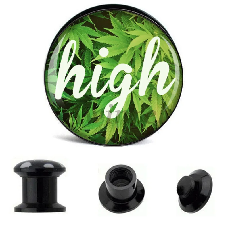 Wholesale Ear Gauge Plugs Weed High Acrylic Screw Fit Flesh Tunnel Plug