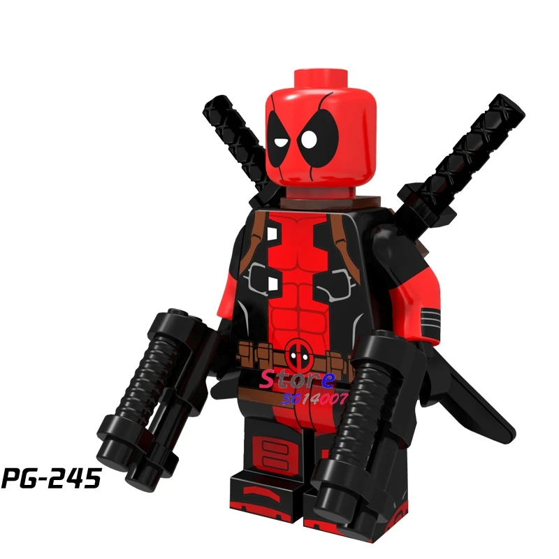 

Single superhero marvel dc comics Dark Red Armed Deadpool building blocks models bricks toys for children kits