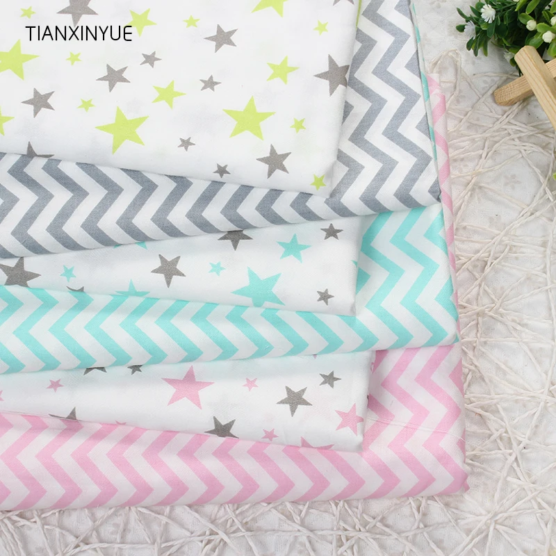 

TIANXINYUE 6pcs/lot wave Star Cotton Fabric Patchwork DIY Quilting Sewing Fat Quarters Bundle Tissue Telas Tilda Needlework