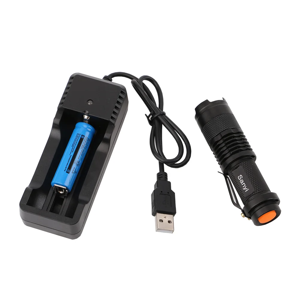 

3 Modes 2000 Lumens XPE LED Flashlight Super Bright Torch Light +14500 Rechargeable Battery +USB Interface Charger