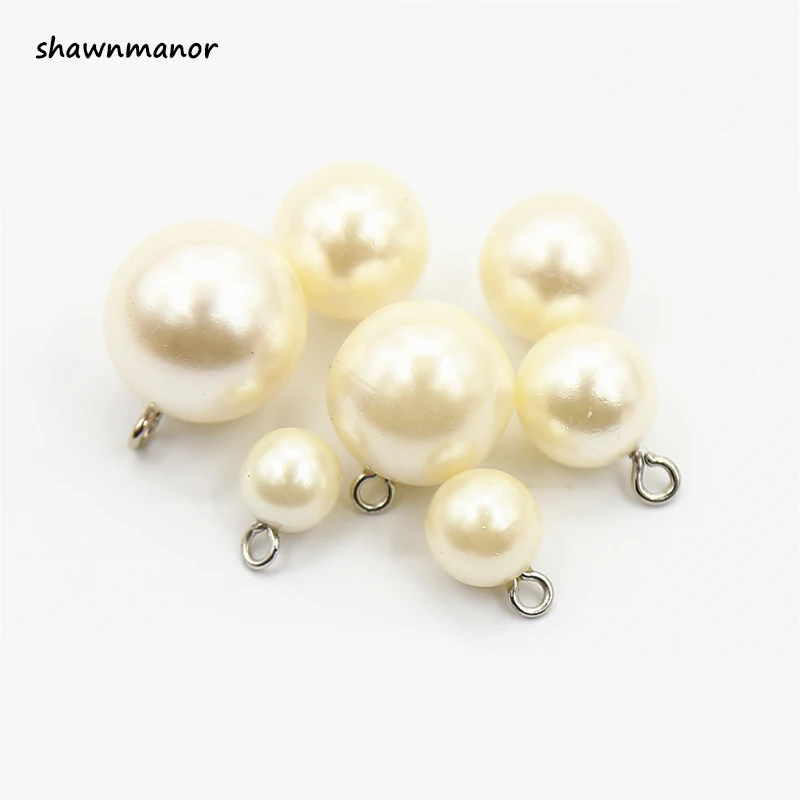 

6PCS 8-12.5mm Imitation Pearl Buttons Round Shank Shirt Button For DIY Sewing Clothes Hair Accessories Decorate Scrapbooking