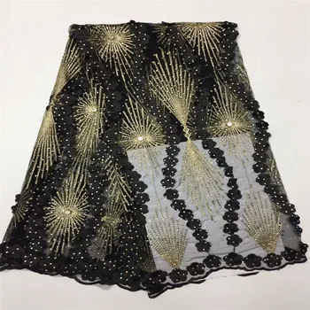 

HFX Latest Design Many colors African French Net Lace Fabric High Quality Embroidered Lace Fabrics with Stones Beads H195-2