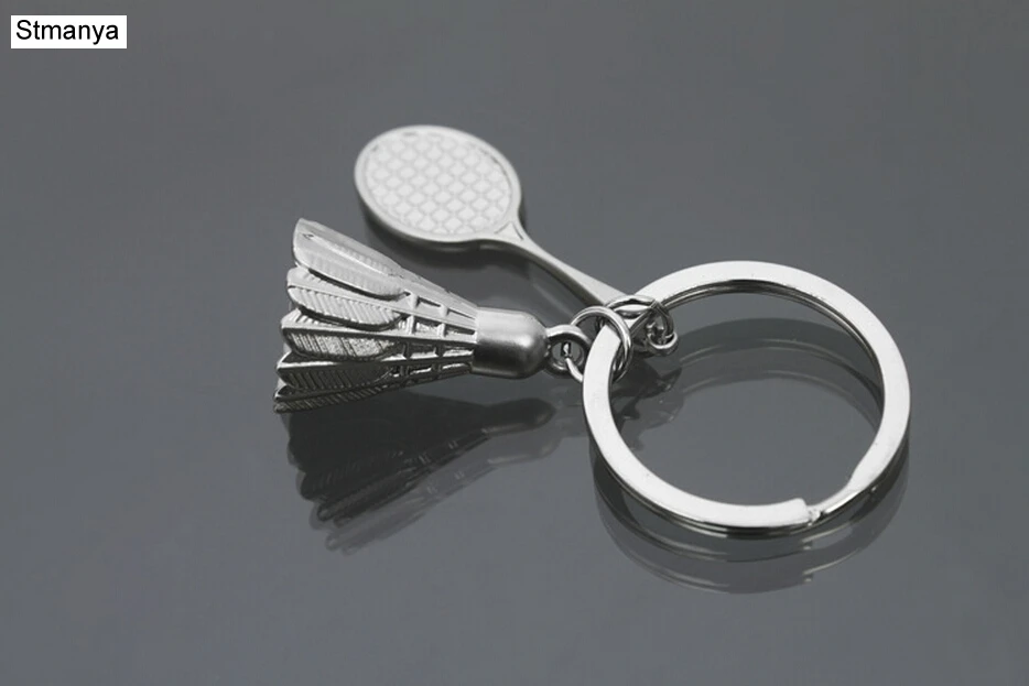 

Badminton and Racket Lovers Key Chain - Fashion badminton silver Car keychain Key Ring for men and women gift Jewelry #17023