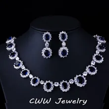 Magnífico Micro Embutido CZ Diamante Simulado Completo Alrededor Oscuro Azul Zafiro Oval Forma de La Flor de Cristal Para Las Mujeres T159