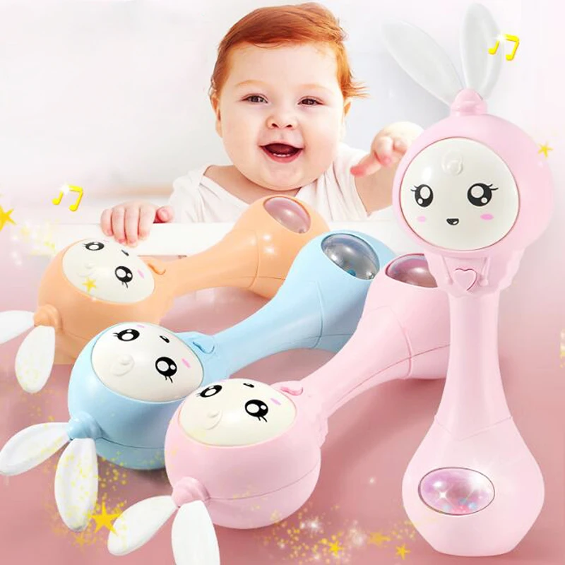 

1pc Baby Rattles Newborns Sand Hammers Educational Toys Soft Ears Teether for Baby Kids Luminous Musical Hand Bells for Children