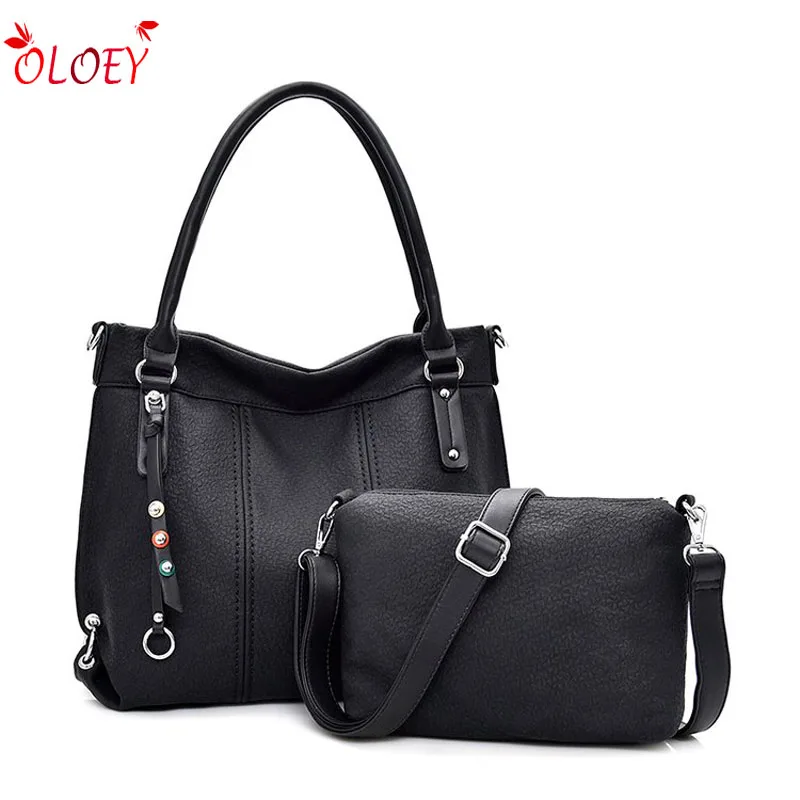 

Women Handbags 2 sets of High Quality Soft Leather Casual Tote Bag Luxury Designer Shoulder Messenger Bags 2018 Bolsa Feminina