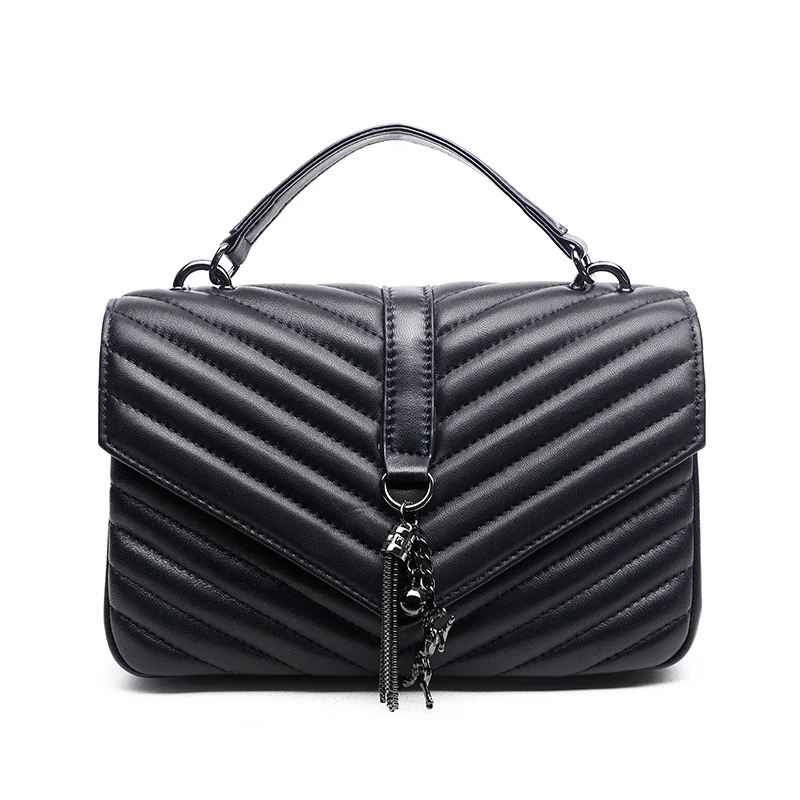 

Women's New Sheepskin Small Fragrance Lingge Chain Bag Leather Messenger Square Bag Solid Color Magnetic Buckle Shoulder Bag