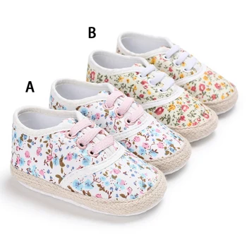 

Baby Girl Shoes Breathable Floral Print Anti-Slip Shoes Canvas Sneakers Newborn Toddler Soft Soled First Walkers New #420 HOT