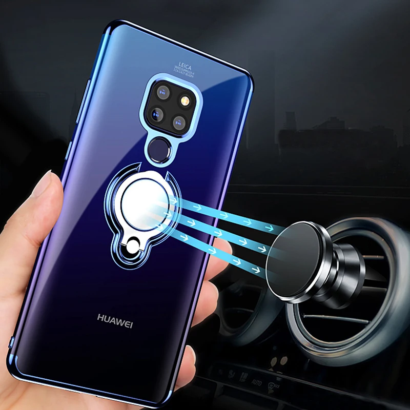 

Finger Ring Clear Case For Huawei P20 P10 lite Honor 9 V9 360 Magnet Holder Coque Cover For Huawei Mate 10 9 P20 Pro Stand Cases