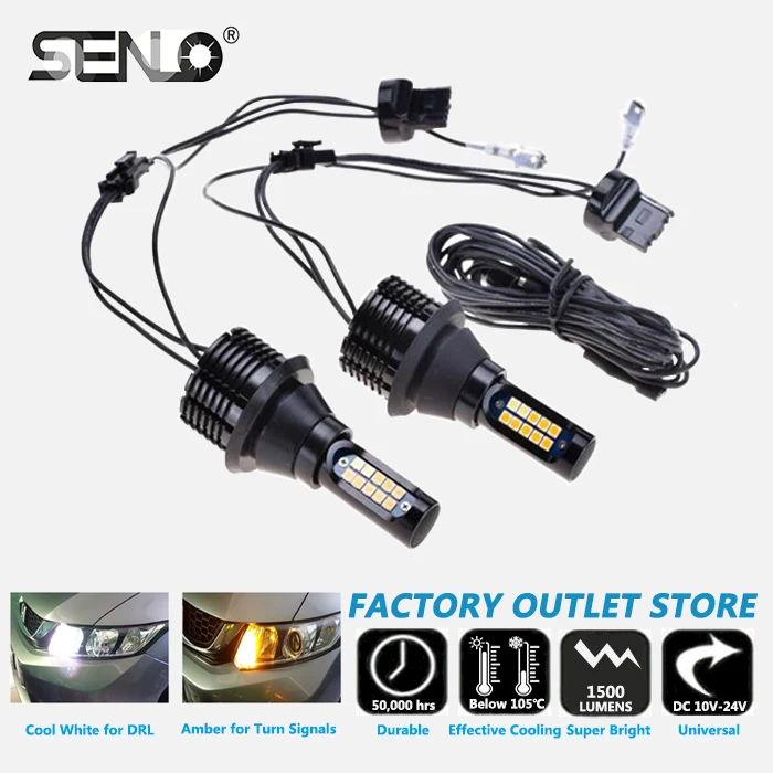 

Senlo 2019 Latest Dual Color LED Turn Signal Daytime Running Light 1156 3156 7440 BA15S BAU15S BAY15S CANBUS Headlight DRL F2S