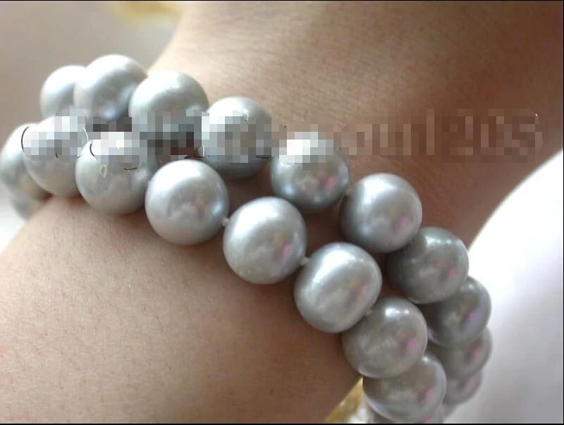 

Free shipping >>>>>>8" Double Genuine Natural 11mm Gray Round Pearl Bracelet!