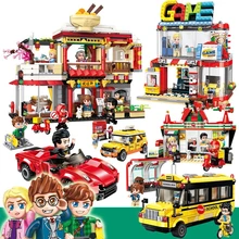 New City Series Street View Model Blocks Legoes Bricks Store Shop Kid Assembly Architecture Building Blocks Toy for Children fun children s building blocks toy compatible with legoes large aircraft carrier assembly model children s building blocks toys