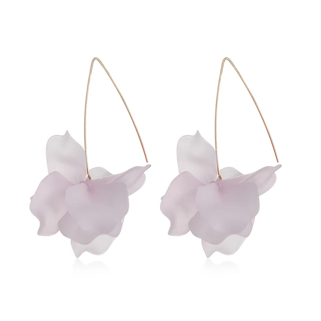 Pink flower resin dangle earrings