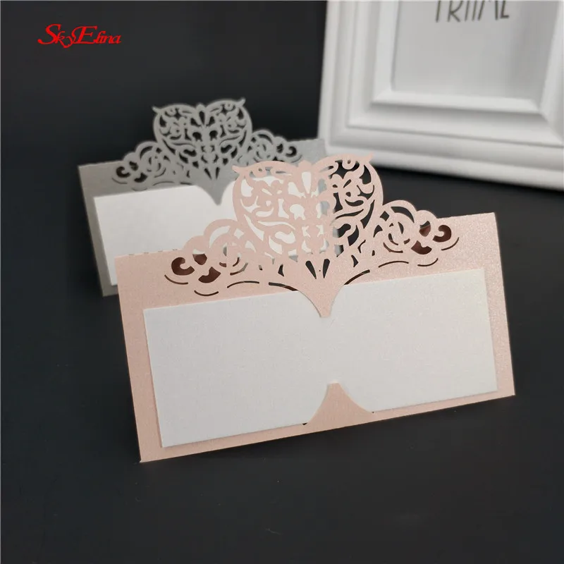 50pcs Laser Cut Heart Seat card banquet Party  Vintage Table Number Name Card Place Cards Wedding  table Birthday Decoration 7Z  (12)