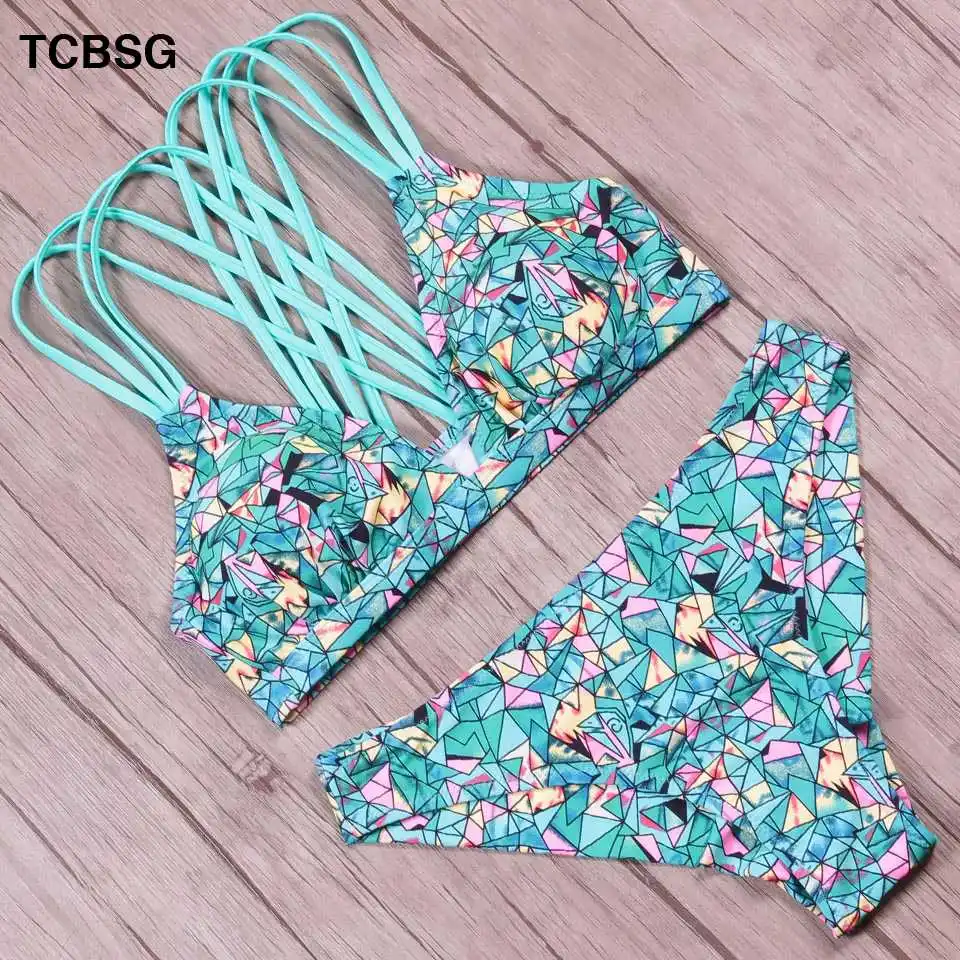 Tcbsg New 2018 Bikinis Women Swimsuit Female Swimwear Sexy Brazilian Print Summer Swim Suits