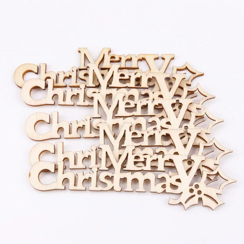 21x92mm 10pcs Diy Natural Christmas Pattern Wooden Scrapbooking Art Collection Craft For Handmade Accessory Sewing Home