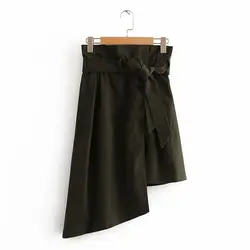 Geckoistail Для женщин юбки 2018 Летняя мода ассиметричный запах, женские высококачественные однотонные мини-юбка дно