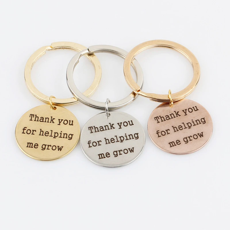 Lettering Thank You For Helping Me Grow Men Women KeyChain Car Key Ring Holder Couple Custom Father Mother's Gifts | Украшения и