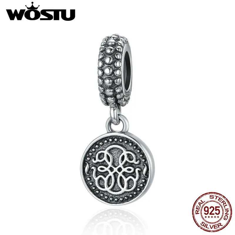 

WOSTU Vintage 925 Sterling Silver Symbol Of Life Beads fit original WST Charm Bracelet Fine Jewelry Gift CQC284