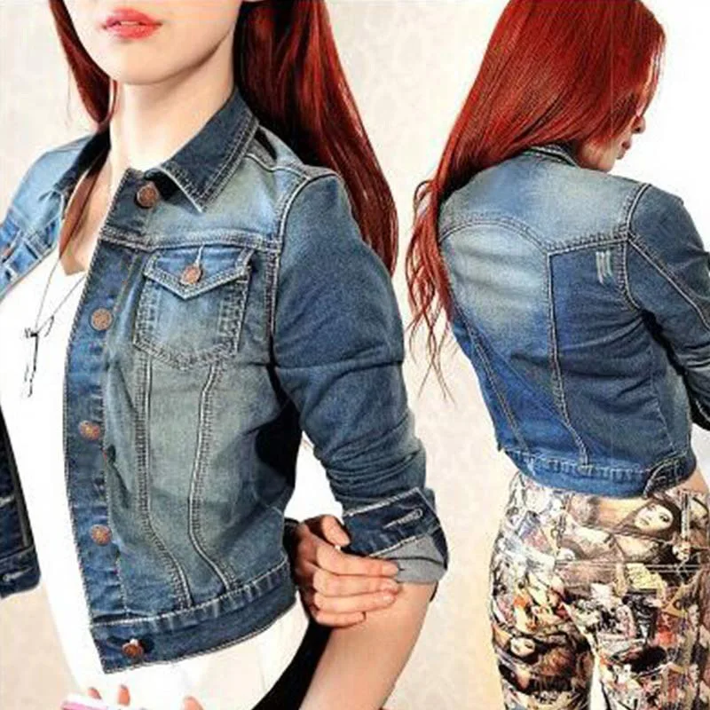 

2017 Fashion Spring Autumn Women Jeans Jacket Short Tops Long Sleeve Denim Coat Vintage Clothing Female Jacket chaquetas mujer