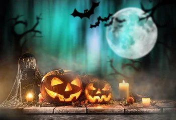 

Night Full Moon Light Pumpkin photo backdrop Vinyl cloth High quality Computer print Halloween backgrounds