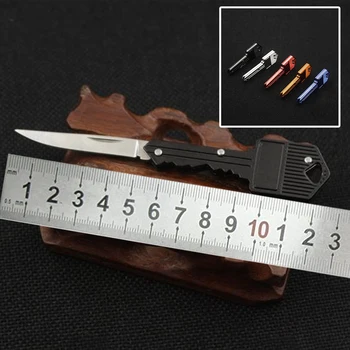 

Mini camping key ring knife tool Stainless steel Portable folding knife Key chain knife Peeler Five color selectable
